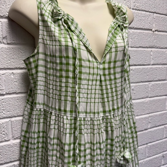 Max Studio Green and White Tiered Sundress Gingham XS - Picture 7 of 15